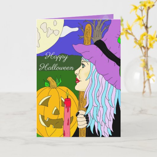 Witch ThRapport Halloween Kaart (Gele Bloem)