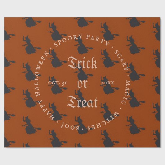 Witch Trick or treat Halloween Grunge Pattern Cadeaupapier (Vlak)