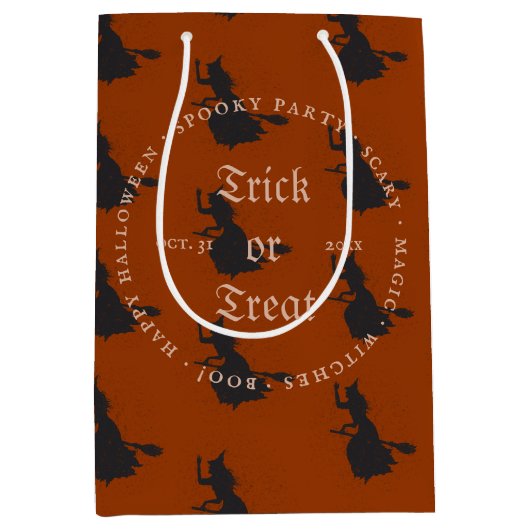 Witch Trick or treat Halloween Grunge Pattern Medium Cadeauzakje (Voorkant)