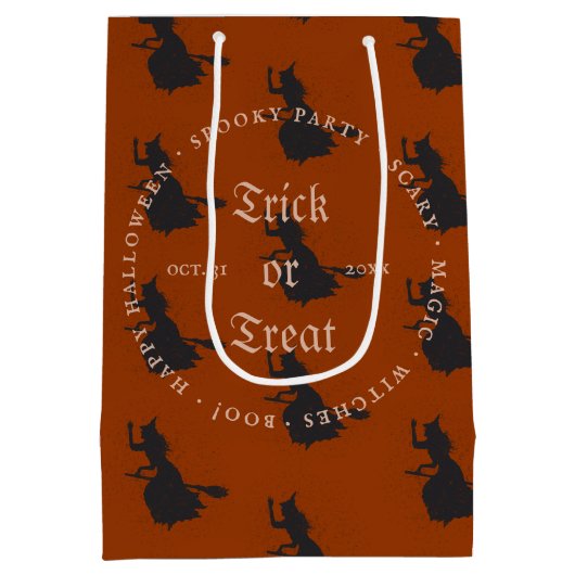 Witch Trick or treat Halloween Grunge Pattern Medium Cadeauzakje (Achterkant)
