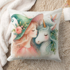Witch Unicorn Magic Fantasy Art Boho Home Decor Kussen