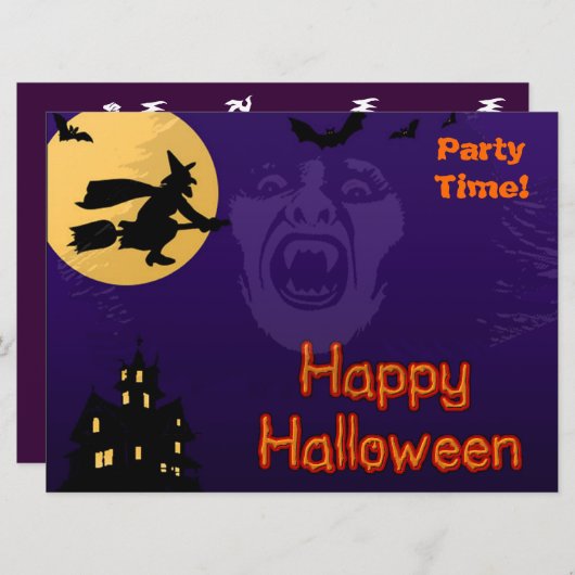 Witch, Vampire en Haunted House Kaart (Voorkant / Achterkant)