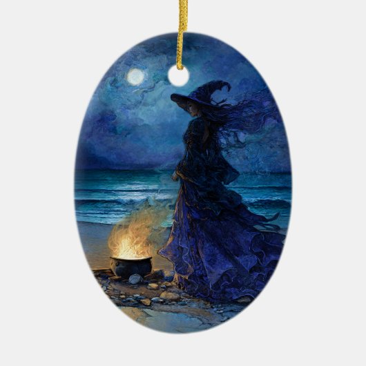 Witch van het Moonlit Zee Keramisch Ornament (Voorkant)