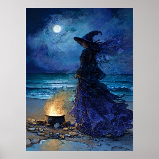 Witch van het Moonlit Zee Poster (Voorkant)