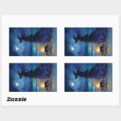 Witch van het Moonlit Zee Rechthoekige Sticker (Vel)