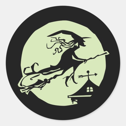 Witch Vane Moon Ronde Sticker (Voorkant)