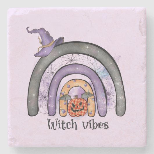 Witch Vibes Black Rainbow Stenen Onderzetter (Voorkant)