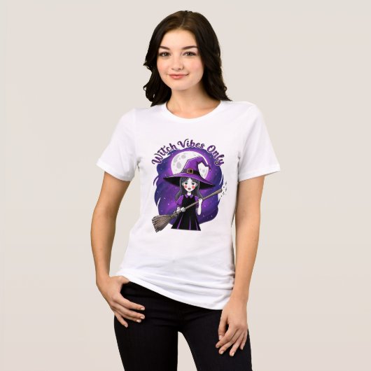 Witch Vibes Only – Cute Witch Girl Halloween shirt (Voorkant volledig)