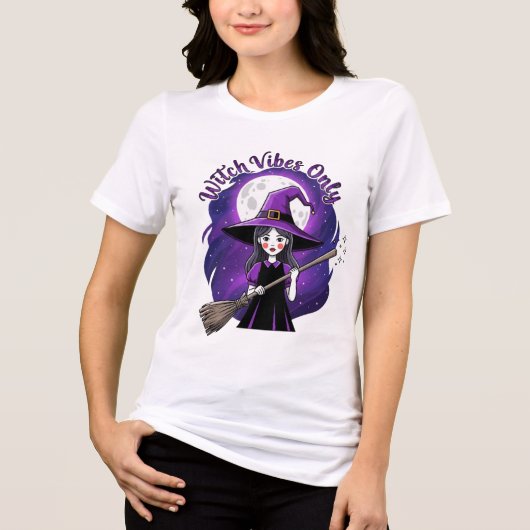 Witch Vibes Only – Cute Witch Girl Halloween shirt (Voorkant)
