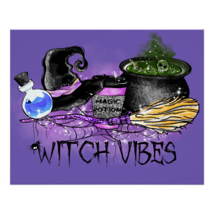 Witch Vibes - Spooky Halloween Coffee Perfect Poster