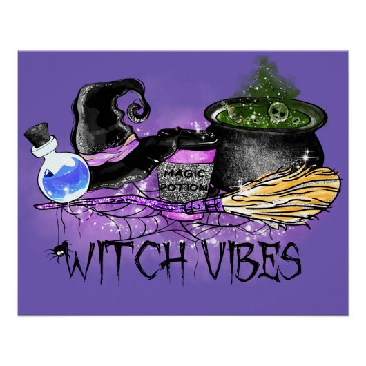 Witch Vibes - Spooky Halloween Coffee Perfect Poster (Voorkant)