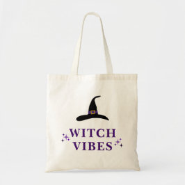 Witch Vibes Witch Pet Halloween Paarse Typografie Tote Bag