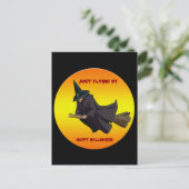 Witch vliegt gewoon door Briefkaart van Halloween (Staand voorkant)