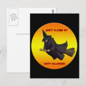 Witch vliegt gewoon door Briefkaart van Halloween (Voorkant / Achterkant)