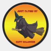Witch vliegt gewoon door Halloween Sticker (Voorkant)