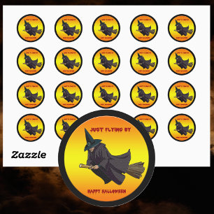 Witch vliegt gewoon door Halloween Sticker