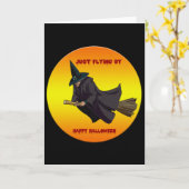 Witch vliegt gewoon door Wenskaart Kaart (Gele Bloem)