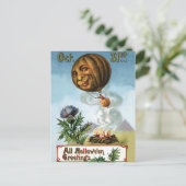 Witch vliegt in Hot Air Ballon Pumpkin Briefkaart (Staand voorkant)