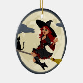 Witch vliegt op Broom Keramisch Ornament (Rechts)