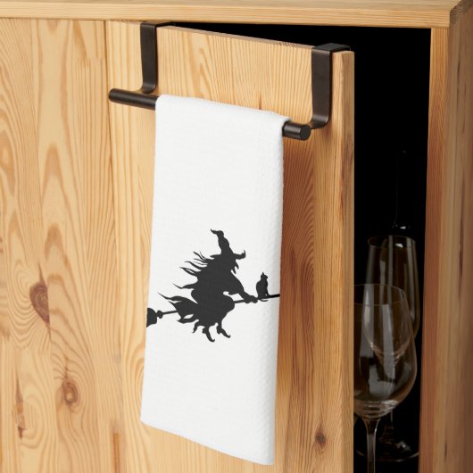 Witch vliegt op haar kamer theedoek (Derde Gevouwen)