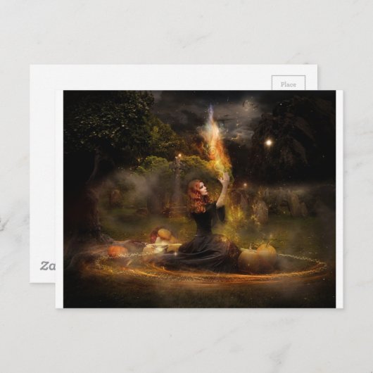 Witch voert Magic Circle Spells uit Briefkaart (Voorkant / Achterkant)