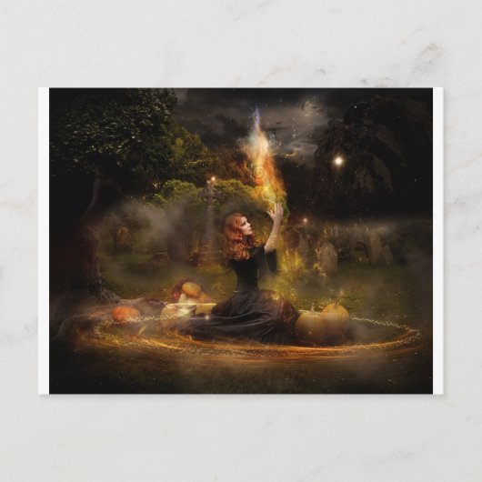 Witch voert Magic Circle Spells uit Briefkaart (Voorkant)