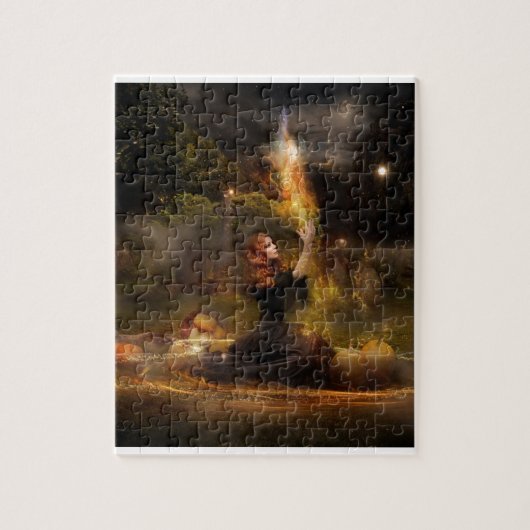 Witch voert Magic Circle Spells uit Legpuzzel (Verticaal)