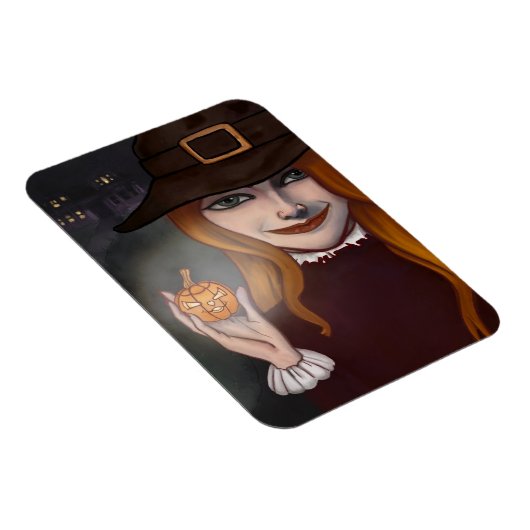 Witch w/Jack O'Lantern Magnet Magneet (Rechterzijde)