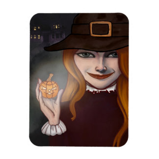 Witch w/Jack O'Lantern Magnet Magneet