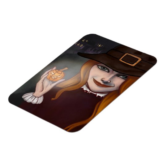 Witch w/Jack O'Lantern Magnet Magneet (Linkerzijde)