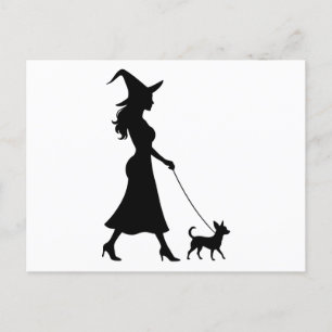 Witch Walking Chihuahua Feestdagenkaart