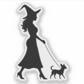 Witch Walking Chihuahua Sticker (Voorkant)