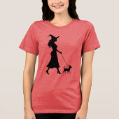 Witch Walking Chihuahua  Tri-Blend Shirt (Voorkant)