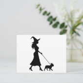 Witch Walking Frenchie Feestdagenkaart (Staand voorkant)