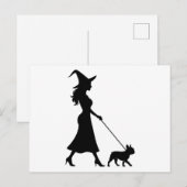 Witch Walking Frenchie Feestdagenkaart (Voorkant / Achterkant)