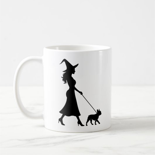 Witch Walking Frenchie Koffiemok (Links)