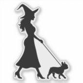 Witch Walking Frenchie Sticker (Voorkant)
