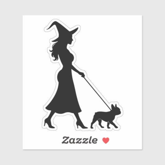 Witch Walking Frenchie Sticker (Vel)