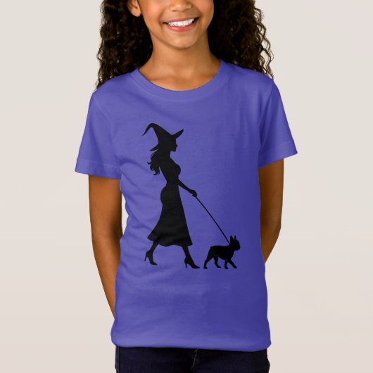 Witch Walking Frenchie T-shirt (Voorkant)