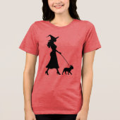 Witch Walking Frenchie Tri-Blend Shirt (Voorkant)