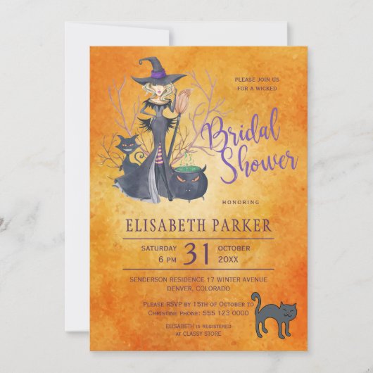 Witch waterverf Halloween vrijgezellenfeest party Kaart (Voorkant)