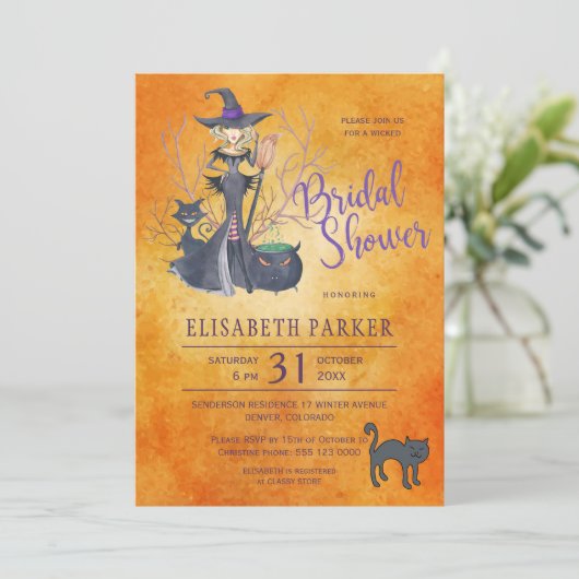 Witch waterverf Halloween vrijgezellenfeest party Kaart (Staand voorkant)