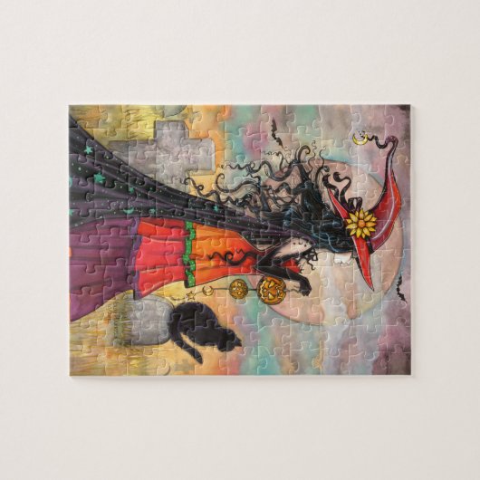 Witch Way Fantasy Halloween Art van Molly Harrison Legpuzzel (Horizontaal)