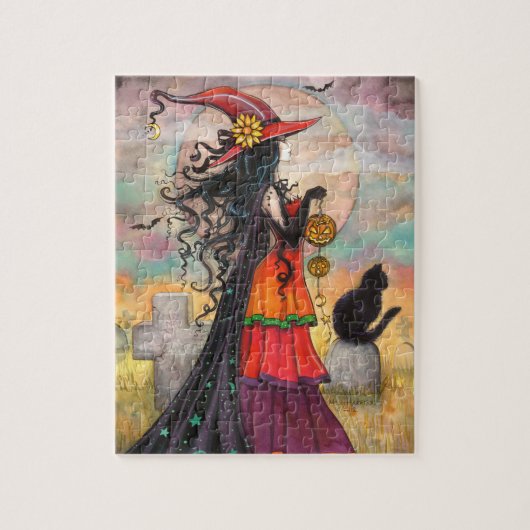 Witch Way Fantasy Halloween Art van Molly Harrison Legpuzzel (Verticaal)