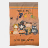 Witch Way Halloween Sinaasappel Theedoek (Verticaal)