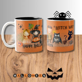 Witch Way Halloween Sinaasappel Tweekleurige Koffiemok