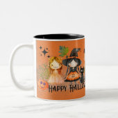 Witch Way Halloween Sinaasappel Tweekleurige Koffiemok (Links)