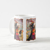 Witch Way Halloween Witch en Cat Fantasy Art Koffiemok (Voorkant links)
