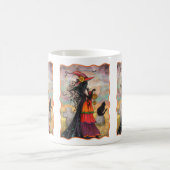Witch Way Halloween Witch en Cat Fantasy Art Koffiemok (Center)