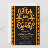 Witch Way naar het Snoep Halloween Party Kaart (Voorkant)